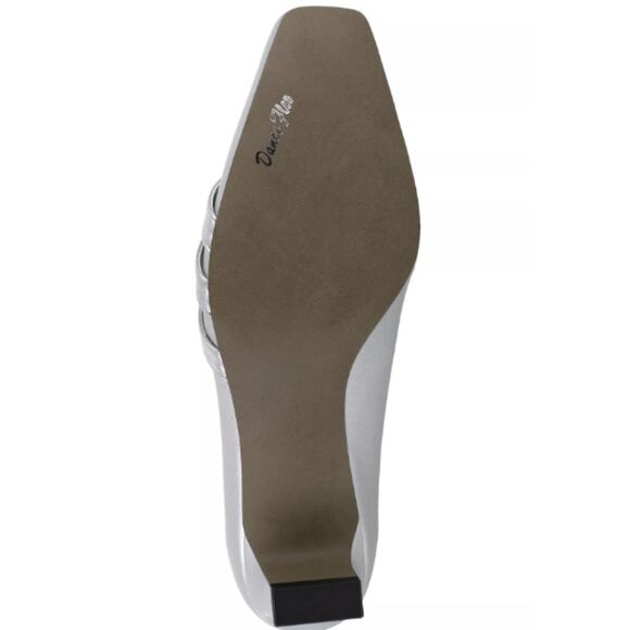 NEW Easy Street Squared Toe Slip-On Pumps Entice Silver Satin Size 11M Holiday - Picture 4 of 5